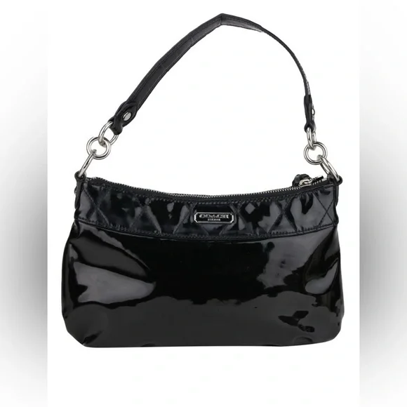 Coach liquid Gloss Black Poppy Quilted Shoulder Bag - Picture 3 of 11